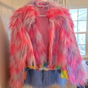 Rave Festival Faux Fur Shaggy Fluffy Jacket Coat